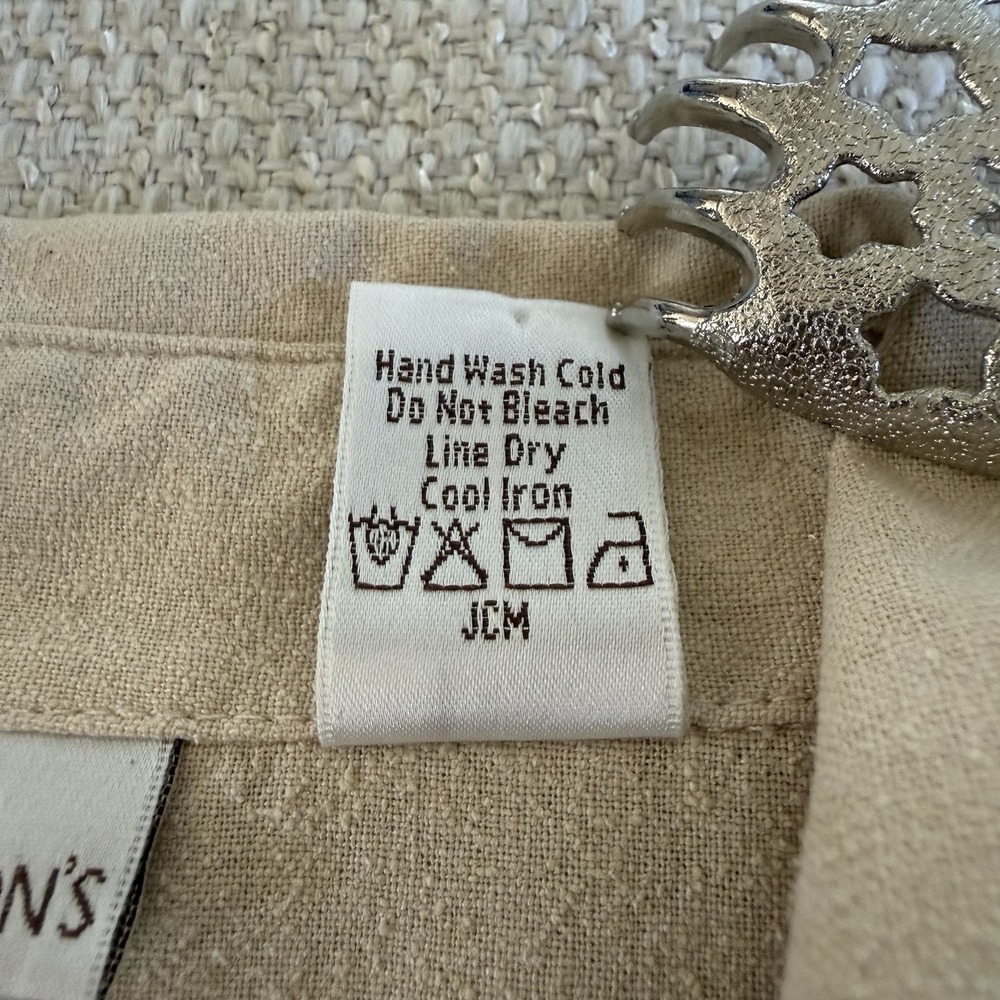 Draper's & Damon's 100% Silk Size L Beige Floral Embellished Top Blouse Women - Picture 7 of 10